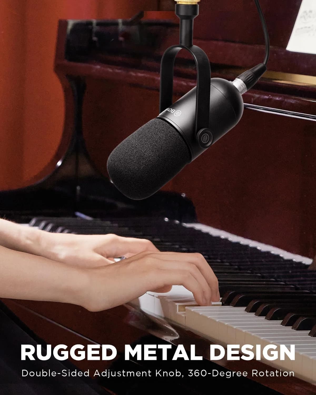 BOYA BY-DM500 XLR Dynamic Podcast Microphone – Broadcast Sound, Metal Construction, Wide-Range Frequency, Studio Mic for Streaming, Gaming, Voice-Over & Music – Black — thumbnail 7 of 7