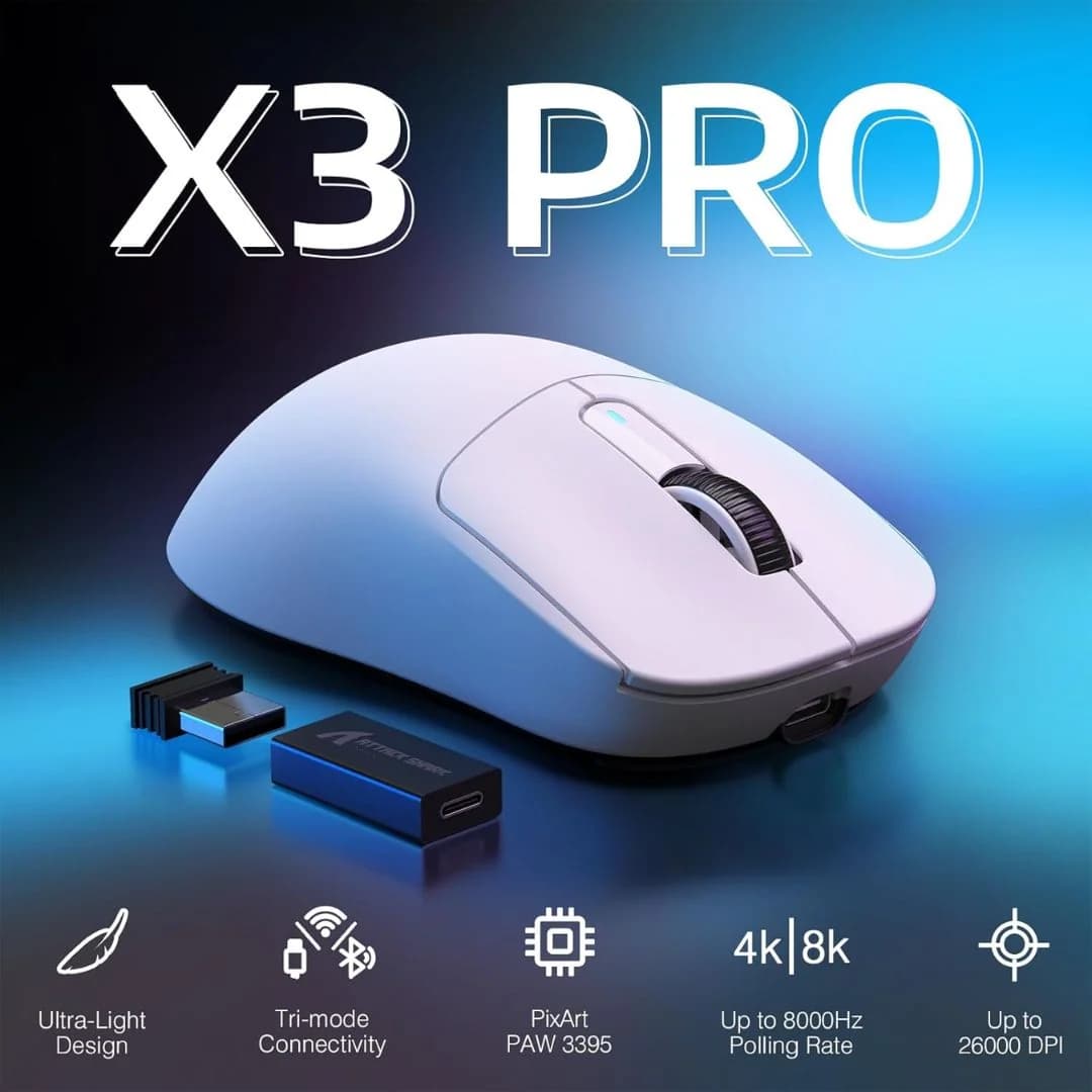 ATTACK SHARK X3PRO Wireless Gaming Mouse - White — thumbnail 2 of 7