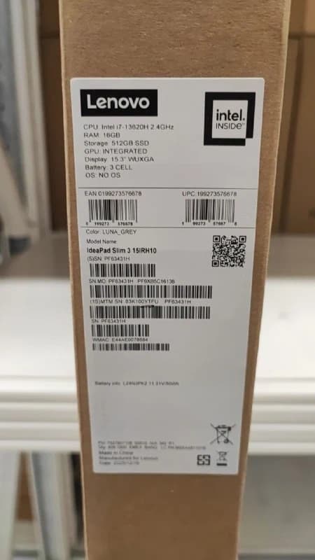 Lenovo IdeaPad Slim 3 15IRH10 - (YTFU), Intel Core™ i7-13620H, RAM 16GB, SSD 512GB, Intel® UHD Graphics, 15.3 IPS WUXGA 60Hz, Luna Grey — thumbnail 6 of 6
