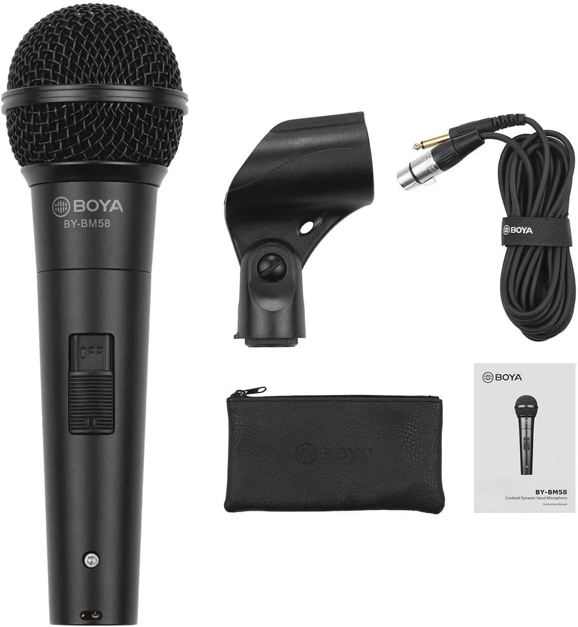 BOYA BY-BM58 Dynamic Wired Handheld Microphone – Cardioid XLR Mic for Live Performance, Podcasting & Public Speaking