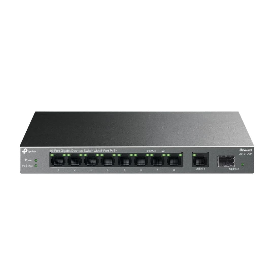 TP-Link LS-1210GP, Gigabit Desktop Switch, 10-Port with 8-Port PoE+