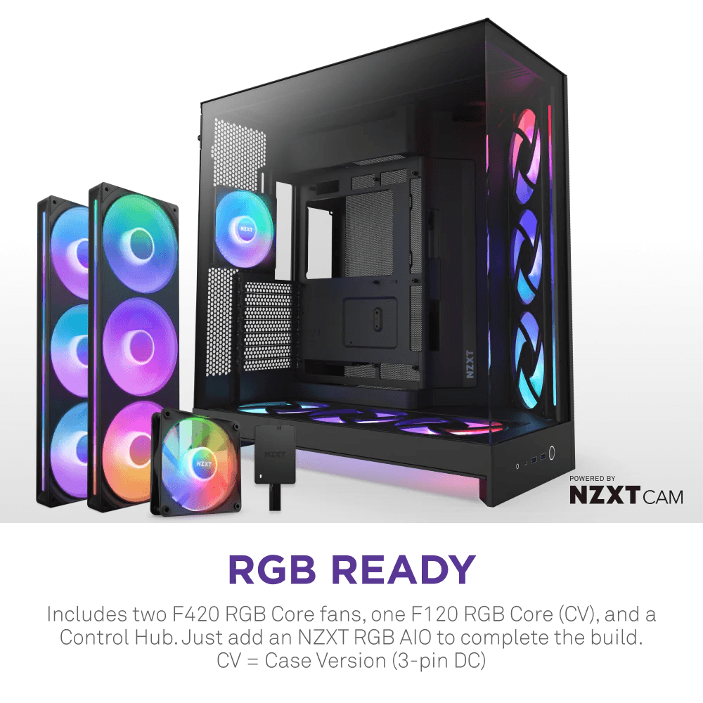 NZXT H9 FLOW RGB+ DUAL-CHAMBER MID TOWER Airflow With CONTROL HUB Black CASE — thumbnail 2 of 8