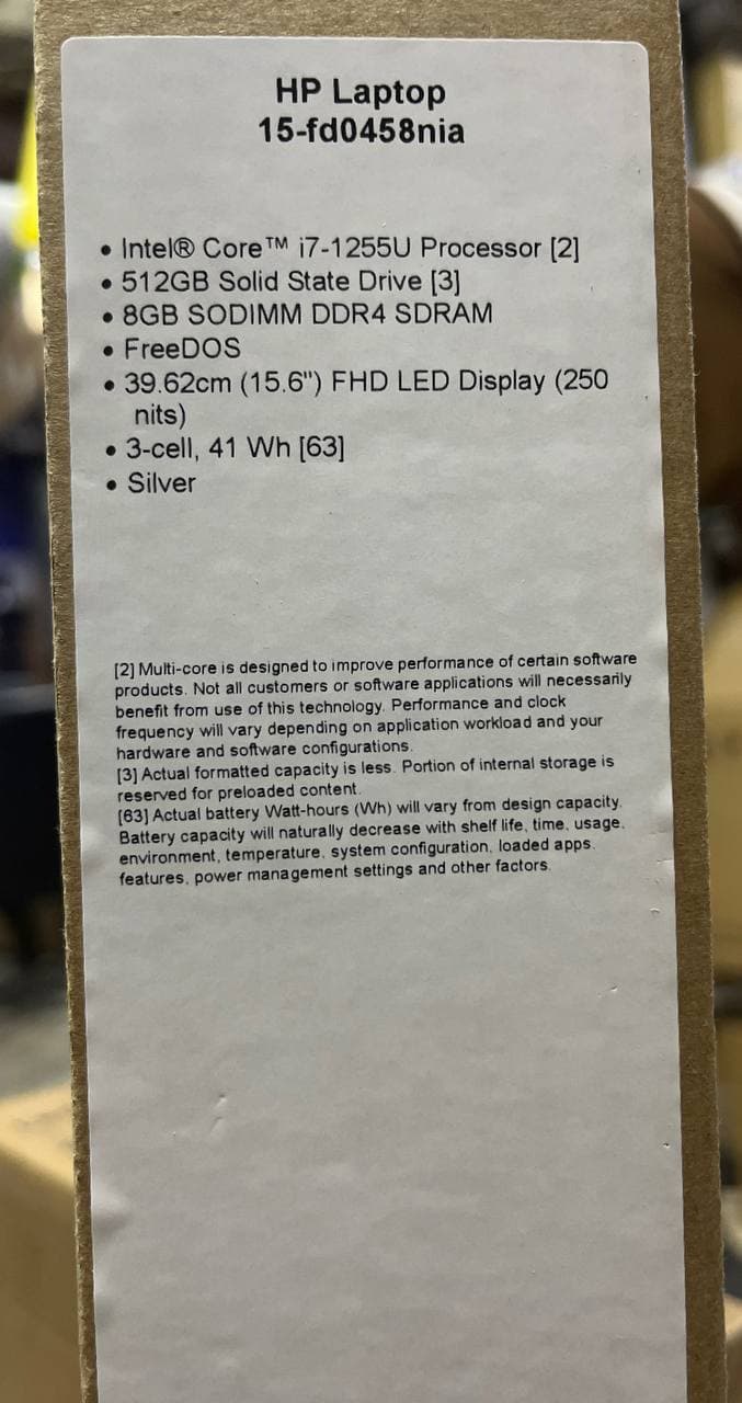 HP 15-fd0458NIA, Intel Core i7-1255U, RAM 8GB, SSD 512GB , Intel Iris Xe Graphics, 15.6 Inch FHD, Natural silver — thumbnail 7 of 7