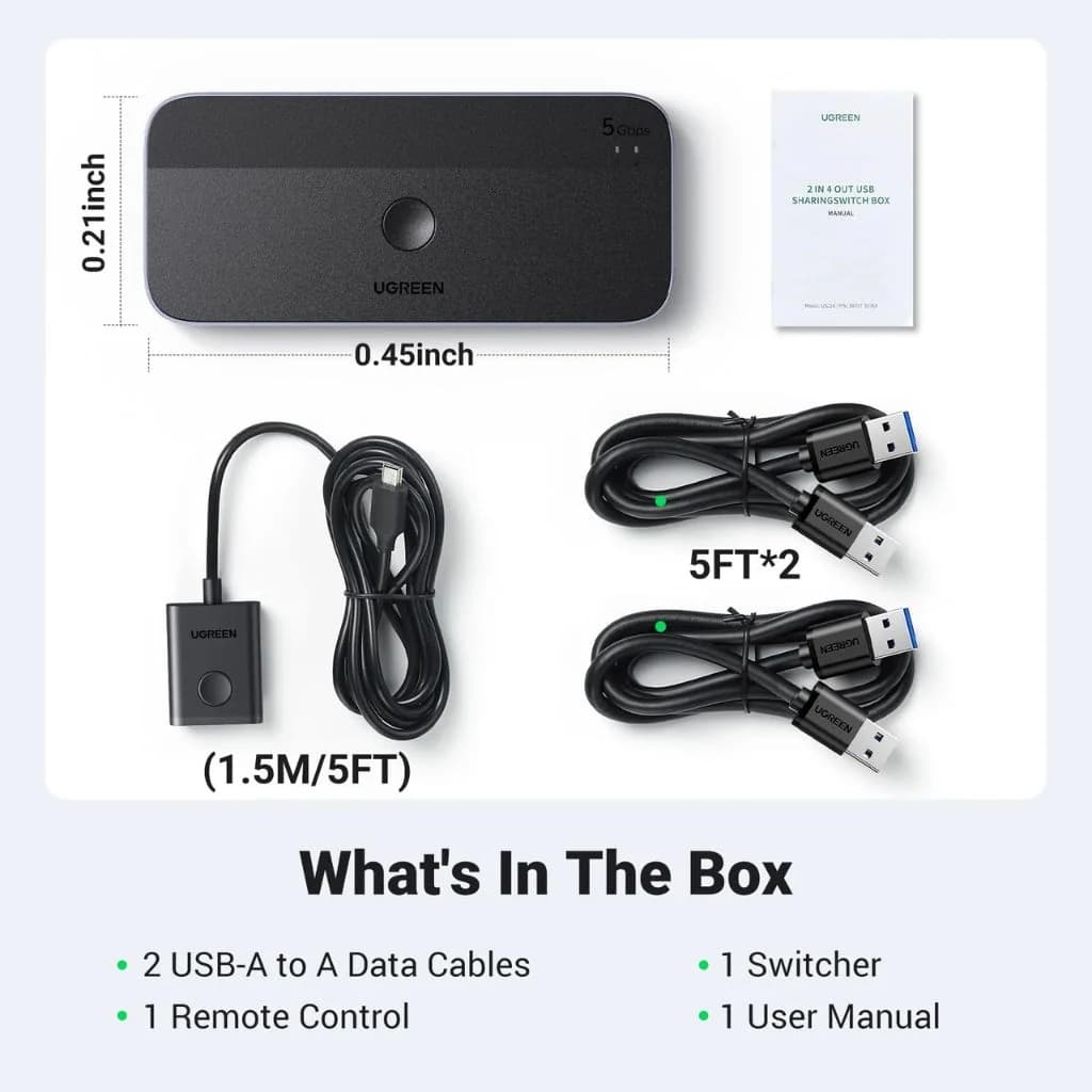 UGREEN UG-15705 USB 3.0 Computer Sharing Switch 2-in-4 Hub — thumbnail 3 of 4