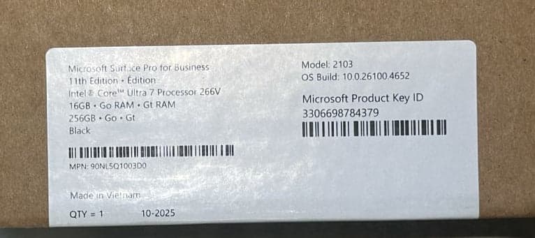 Microsoft Surface Pro 11 EP2-20189, Intel Arc, Intel Ultra 7-266V, RAM 16GB, SSD 256GB, 13.0 Inch (2880 x 1920), Black — thumbnail 5 of 5