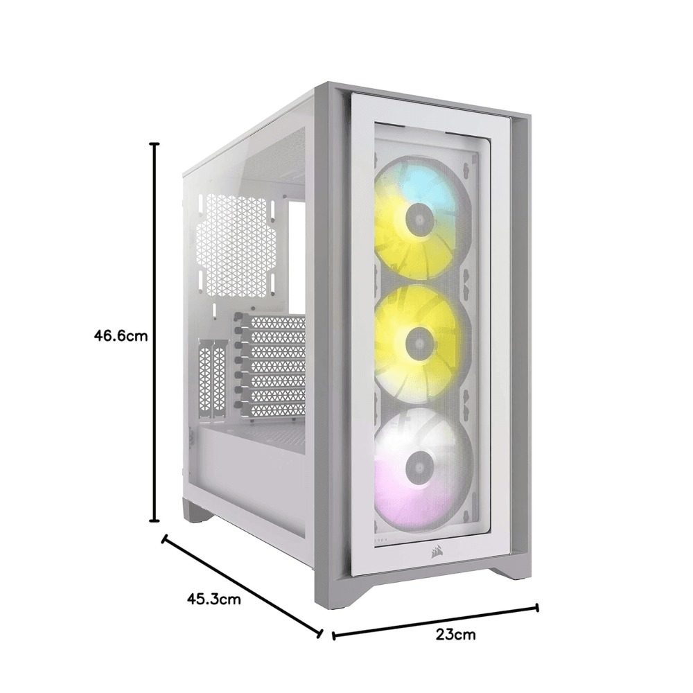 CORSAIR ICUE 4000X RGB TEMPERED GLASS MID-TOWER CASE WHITE — thumbnail 4 of 6