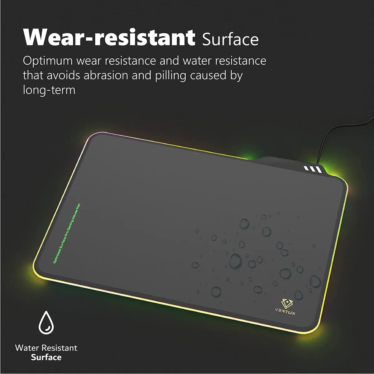 Vertux FluxPad RGB Gaming Mouse Pad – Optimized Surface, Wear-Resistant, 120cm Cable — thumbnail 5 of 5
