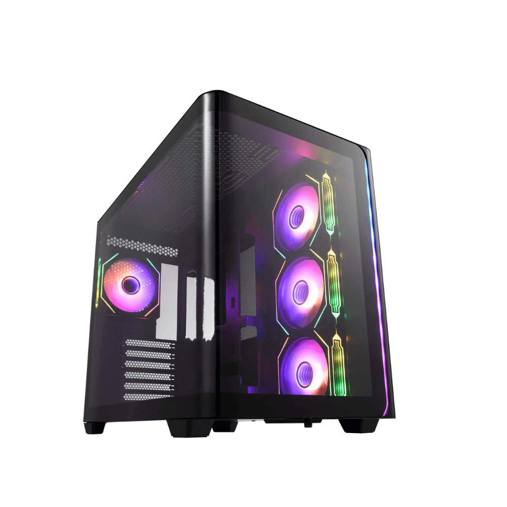 FSP M580-BA ARGB Black ATX Gaming Case – 4×120mm ARGB Fans – 270° Curved Glass