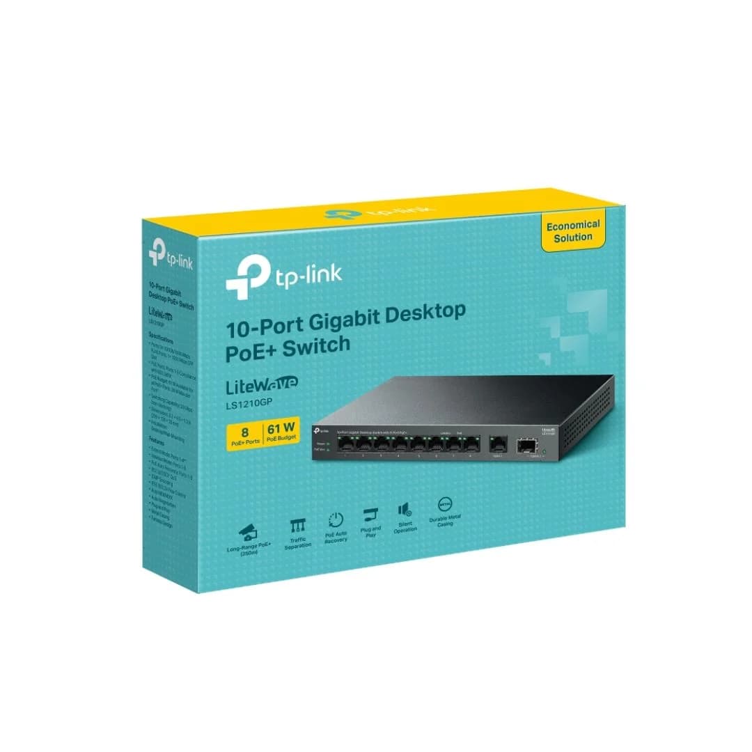 TP-Link LS-1210GP, Gigabit Desktop Switch, 10-Port with 8-Port PoE+ — thumbnail 4 of 4