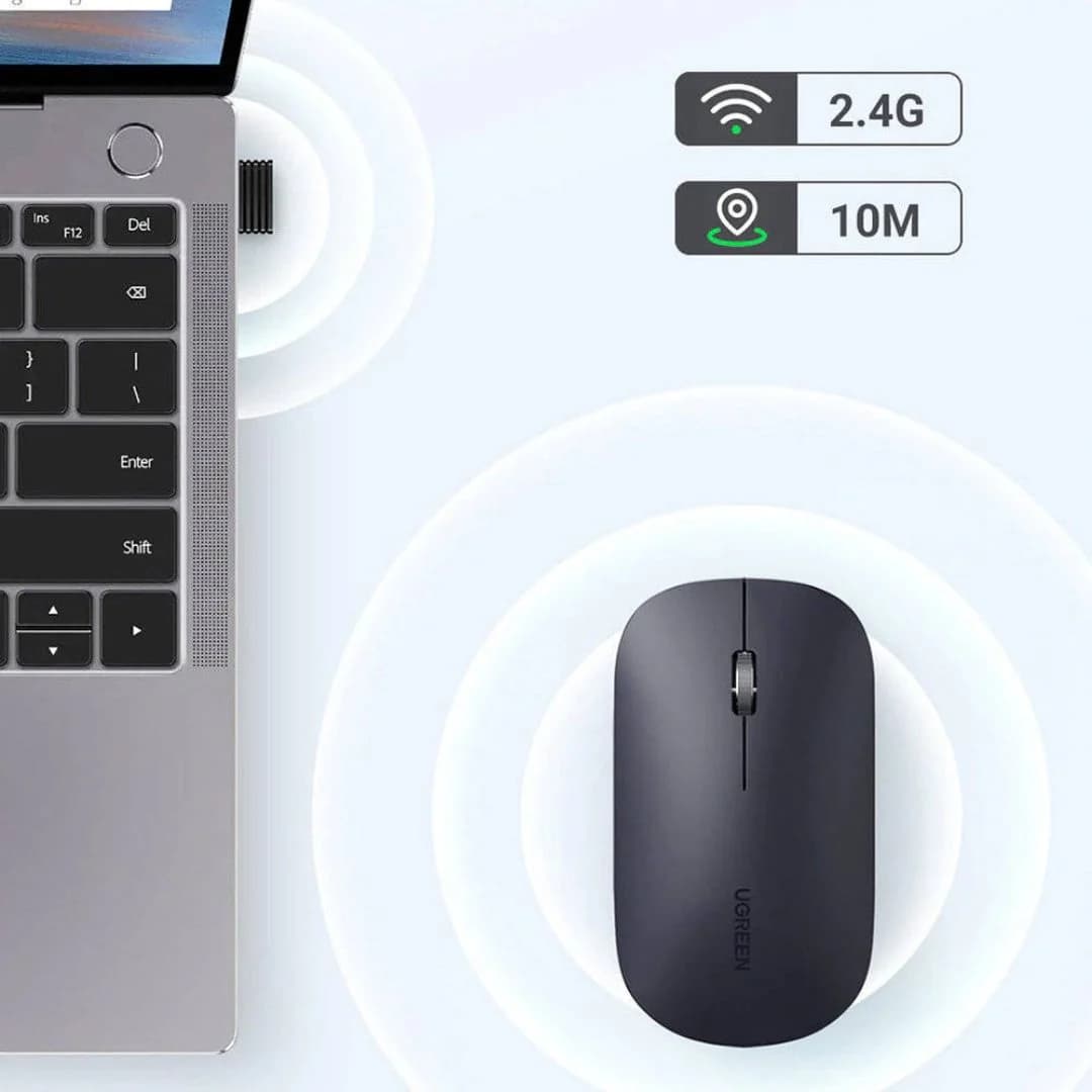 UGREEN MU001 USB Optical Wireless Mouse - Black — thumbnail 3 of 4