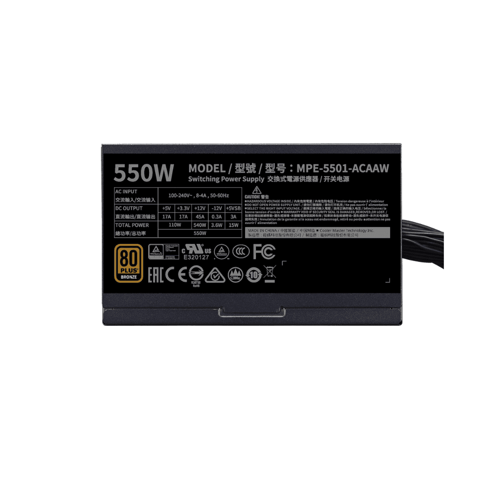 COOLERMASTER MWE 550W 80+PLUS BRONZE V2 BLACK Power Supply — thumbnail 3 of 4