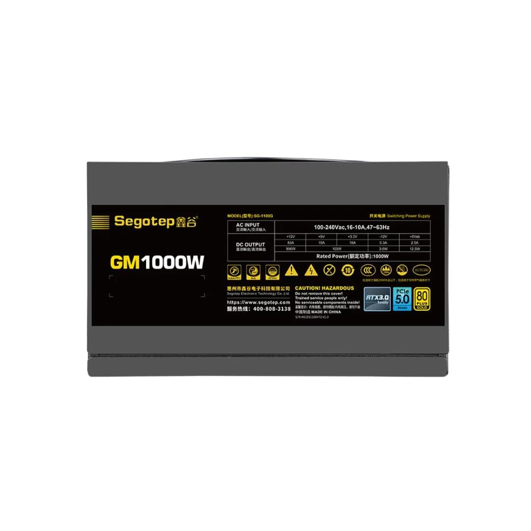 Segotep GM1000W 1000W Gold 80+ Full Modular 80+, PCIe 5.1 & ATX 3.1 - Black — thumbnail 5 of 6