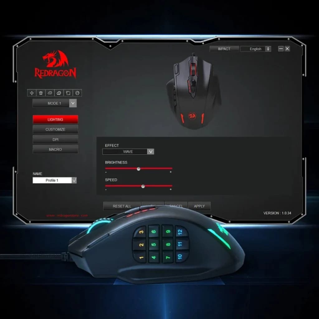 Redragon IMPACT M908 Wired Gaming Mouse - Black — thumbnail 6 of 6