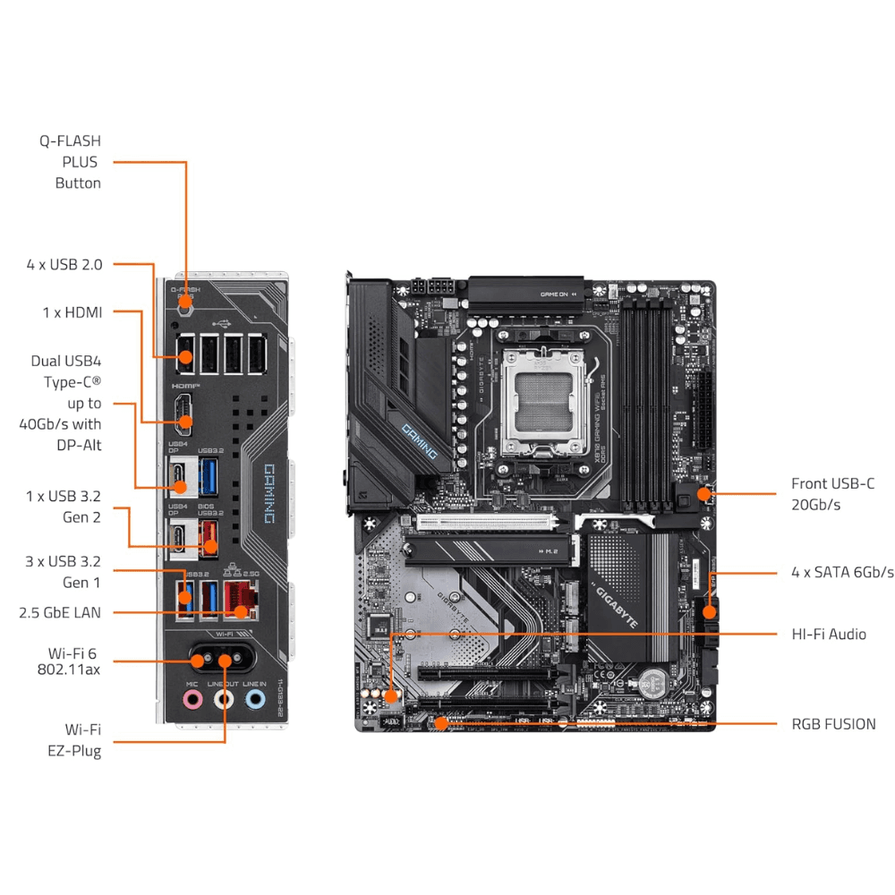 GIGABYTE X870 GAMING X WIFI6 AM5 AMD-Motherboard — thumbnail 2 of 5