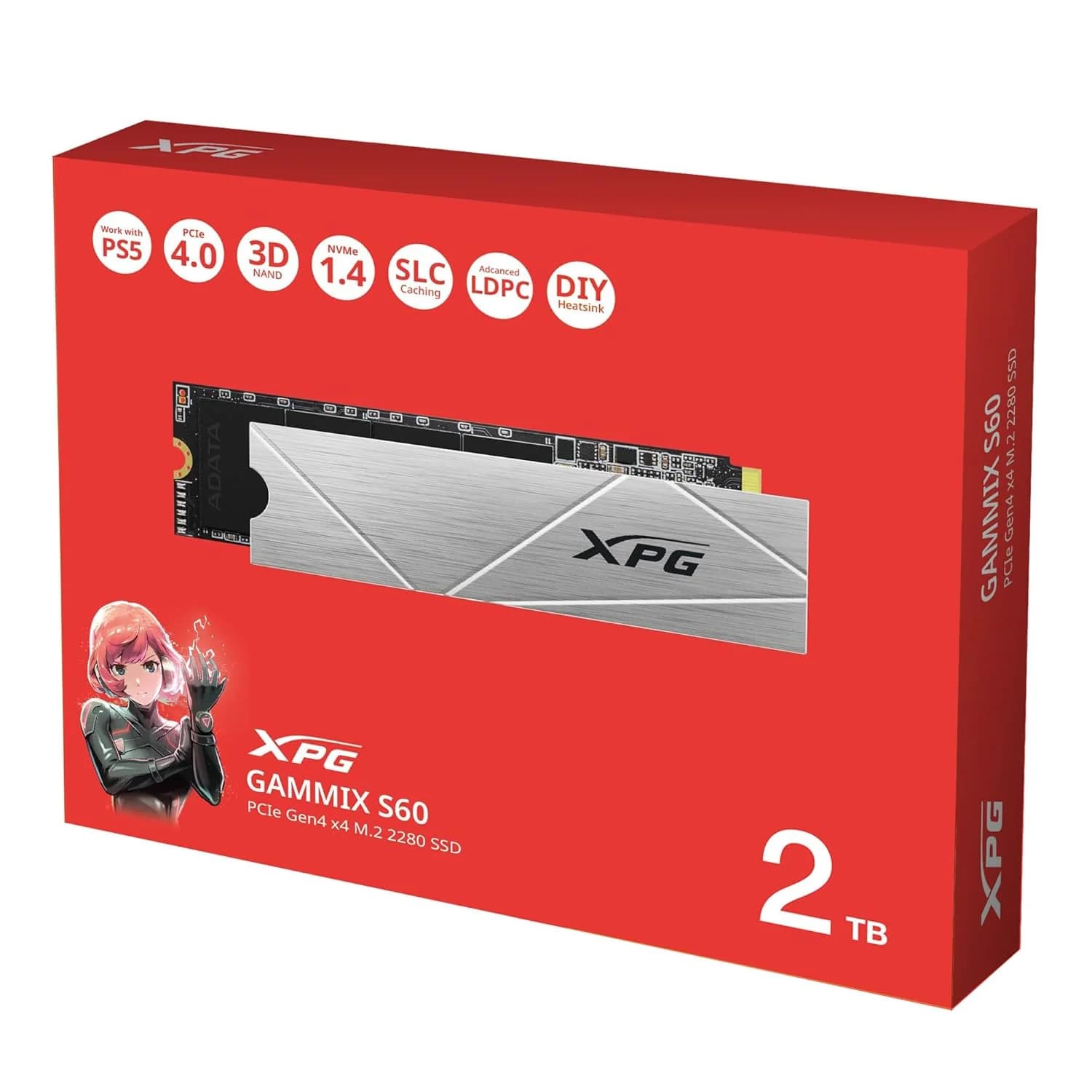 XPG GAMMIX S60 2TB PCIe Gen4 x4 NVMe SSD – Up to 5000/4200MB/s, M.2 2280 with Heat-Sink, PS5 Compatible — thumbnail 8 of 9