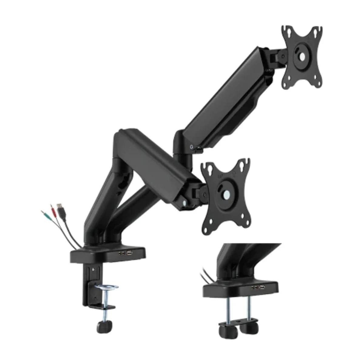 Avetron MA102 Dual Monitor Arm – Spring-Assisted, 17"-32", Clamp & Grommet