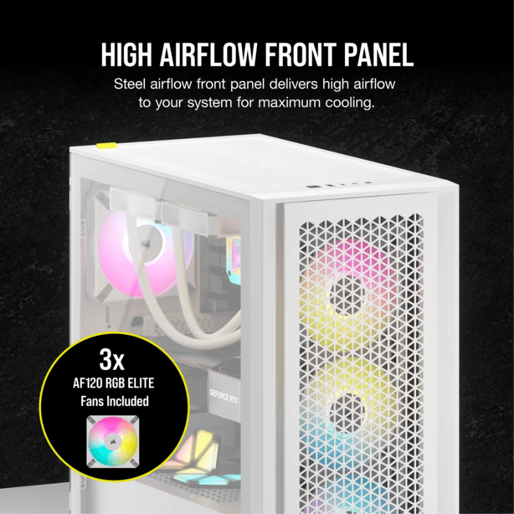 CORSAIR ICUE 4000D RGB TOWER TEMPERED GLASS CASE WHITE — thumbnail 2 of 6