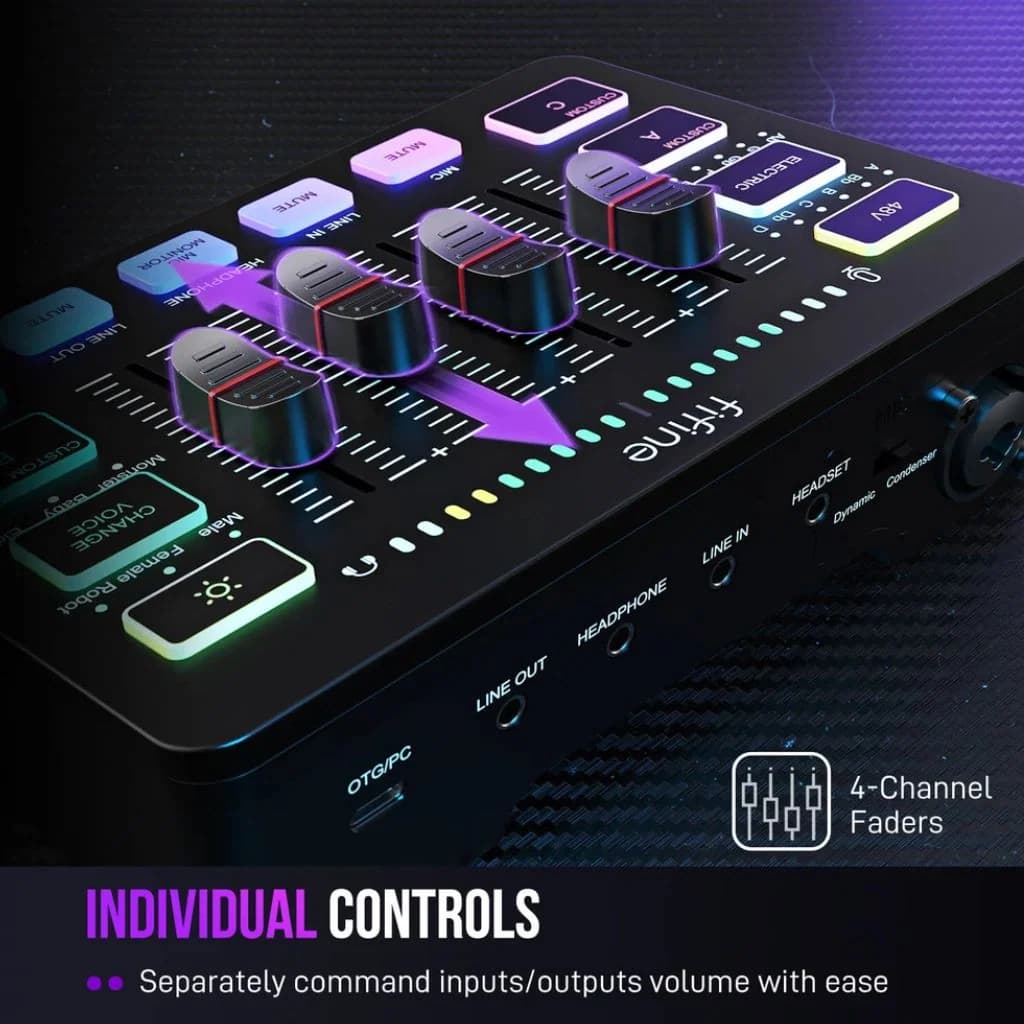 FIFINE AmpliGame SC3 - RGB Gaming Audio Mixer — thumbnail 5 of 7