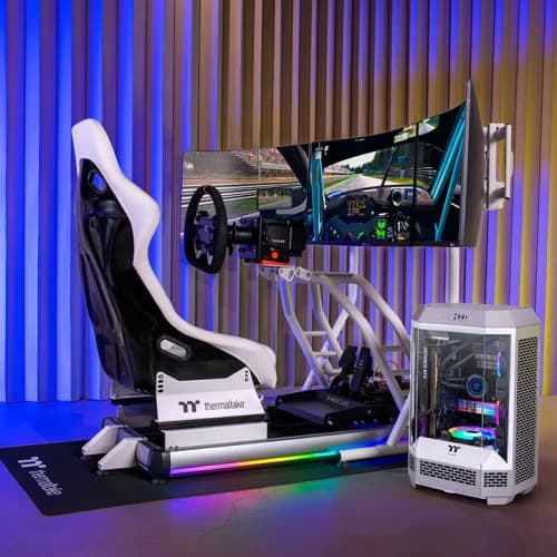 Thermaltake Triple Racing Monitor Stand – Steel Frame, Up to Three 32″ Displays, VESA Mount, Height Adjustable (920–970 mm), Folds Backward — thumbnail 10 of 10