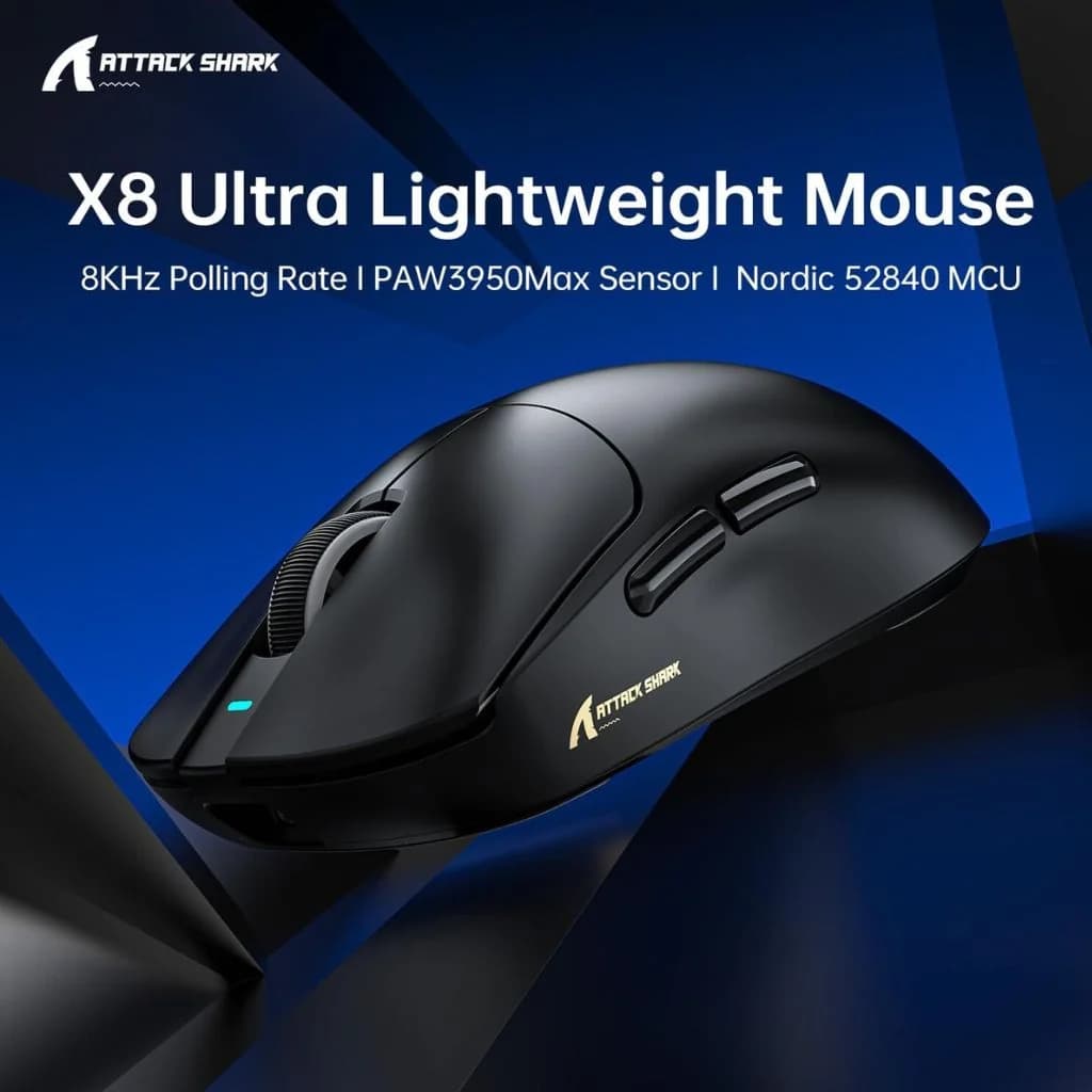 ATTACK SHARK X8 Ultra Tri-mode Wireless Gaming Mouse - Black — thumbnail 3 of 4