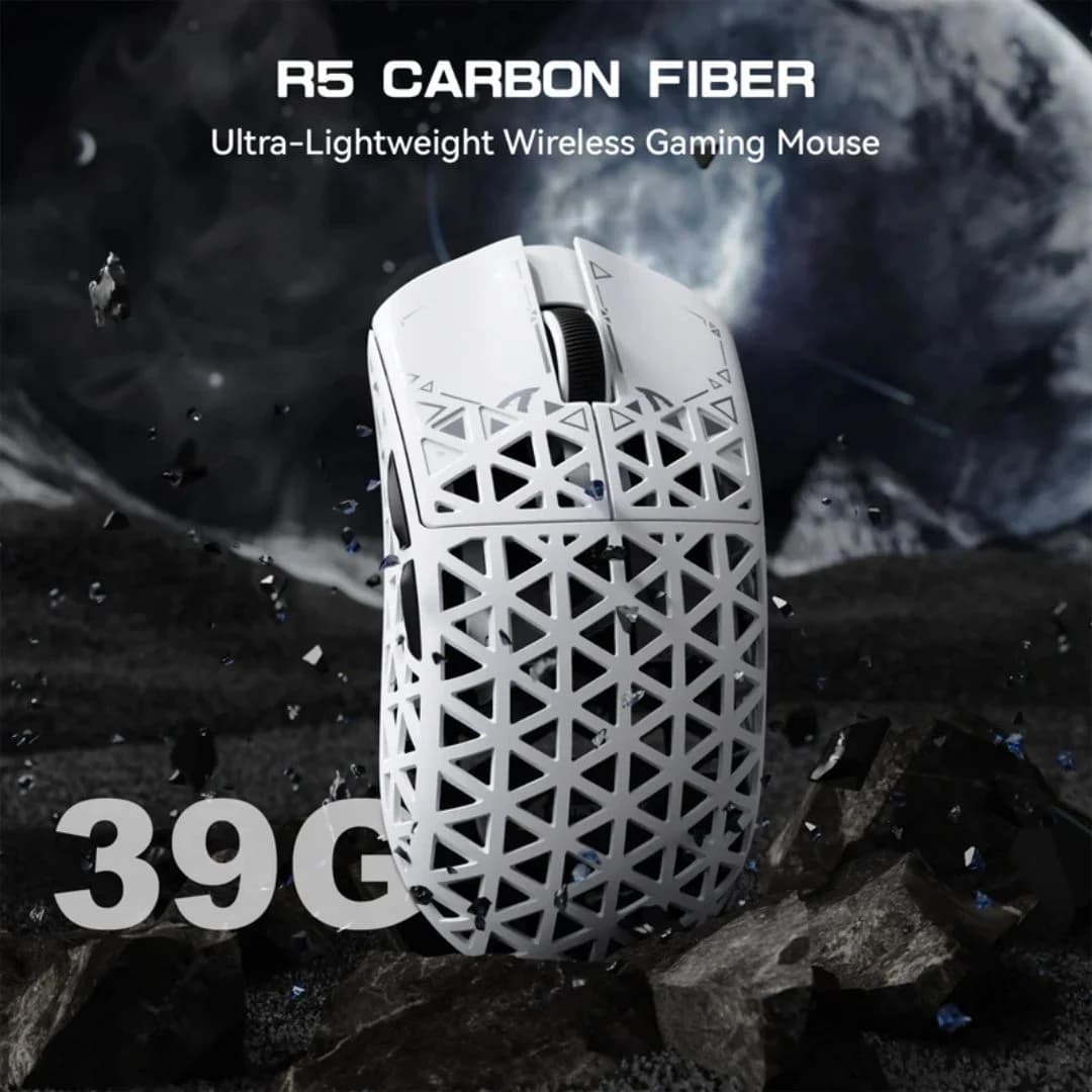 ATTACK SHARK R5 Ultra Carbon Fiber Wireless 8K Gaming Mouse - White — thumbnail 5 of 5