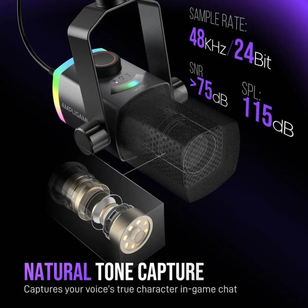 FIFINE AmpliGame AM8T Pro - USB/XLR Dynamic Microphone — thumbnail 4 of 7