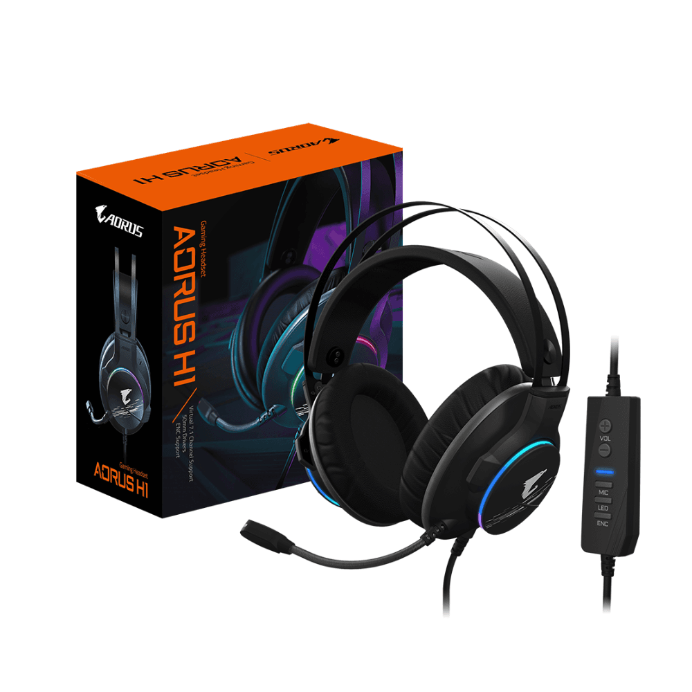 GIGABYTE AORUS H1 USB RGB Gaming Headset – Black