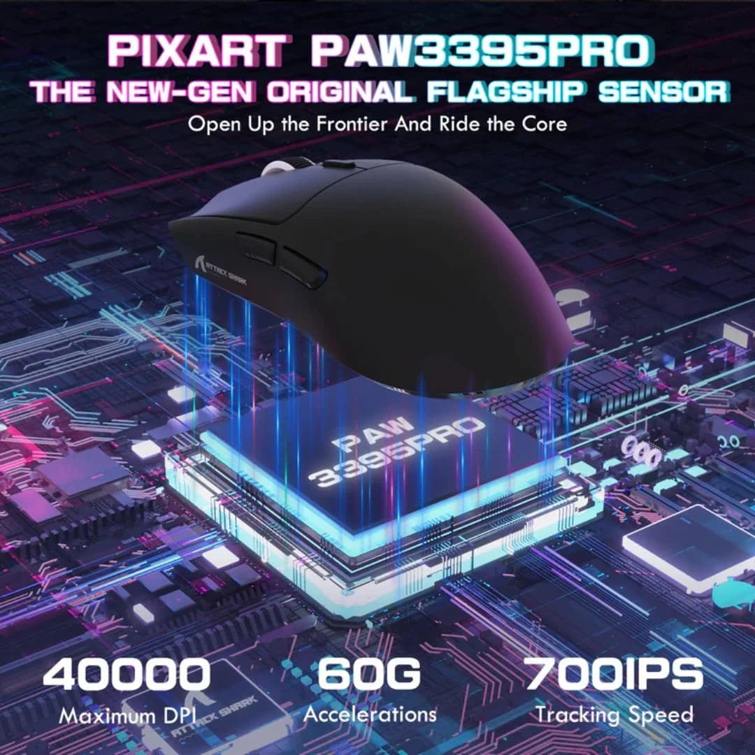 ATTACK SHARK X1 Tri-mode Gaming Mouse - Black — thumbnail 3 of 5