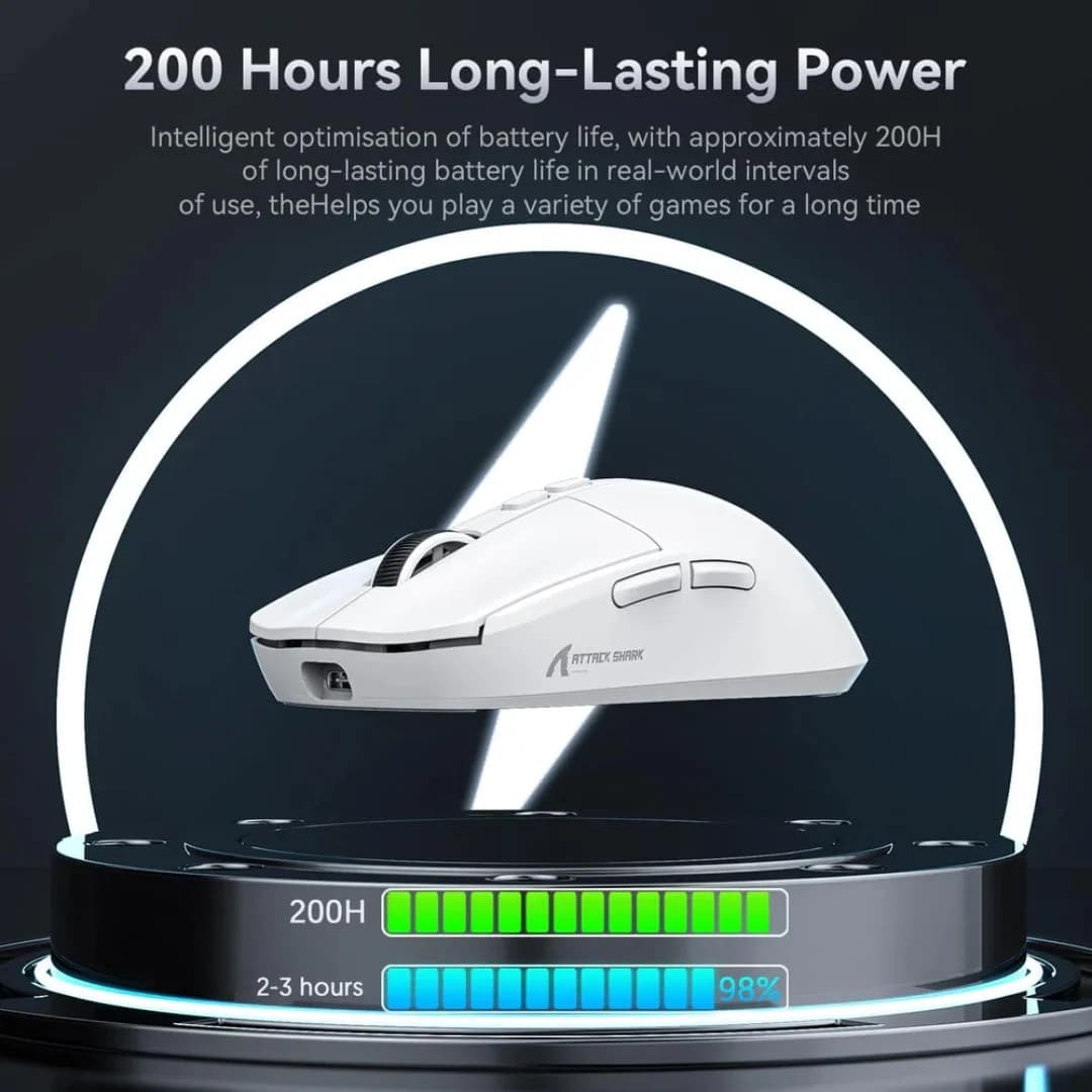 ATTACK SHARK X6  Wireless Gaming Mouse - White — thumbnail 5 of 6