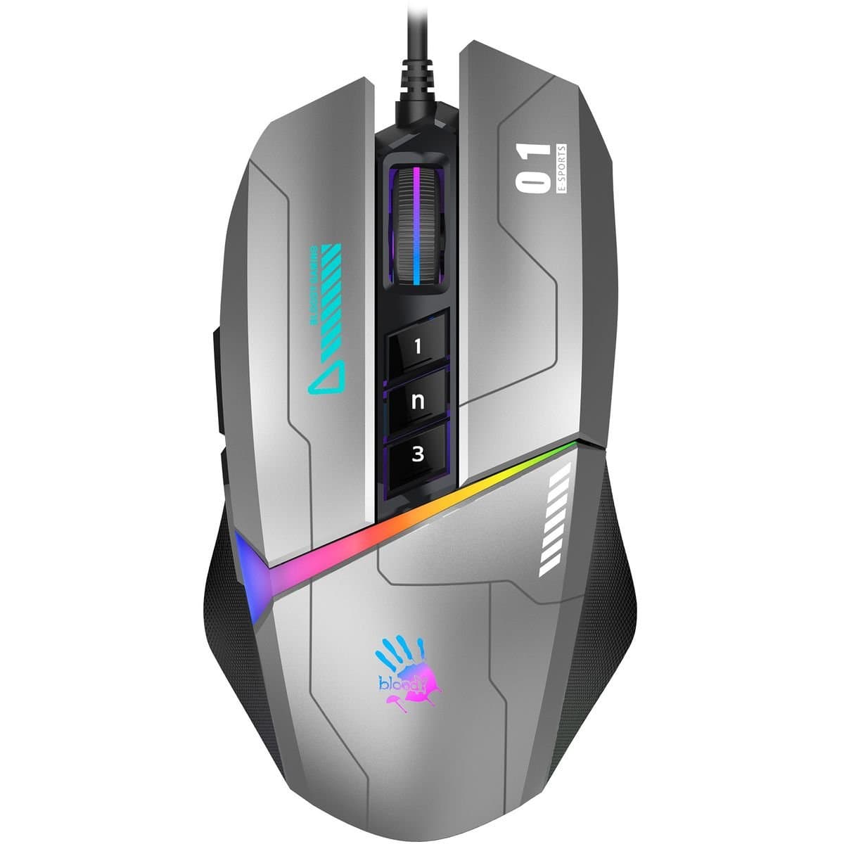 RGB Animation Gaming Mouse W60 Max Activated Gun Grey