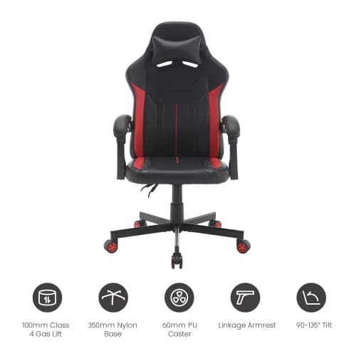 Avetron Comfy PU Leather Heavy-Duty Gaming Chair, Ergonomic Design, Adjustable Height & Recline, Lumbar Support — thumbnail 2 of 5
