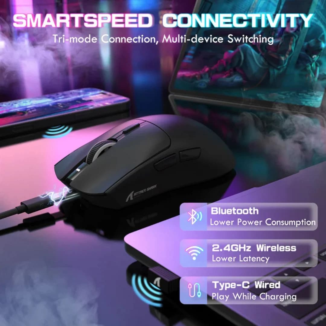 ATTACK SHARK X1 Tri-mode Gaming Mouse - Black — thumbnail 5 of 5