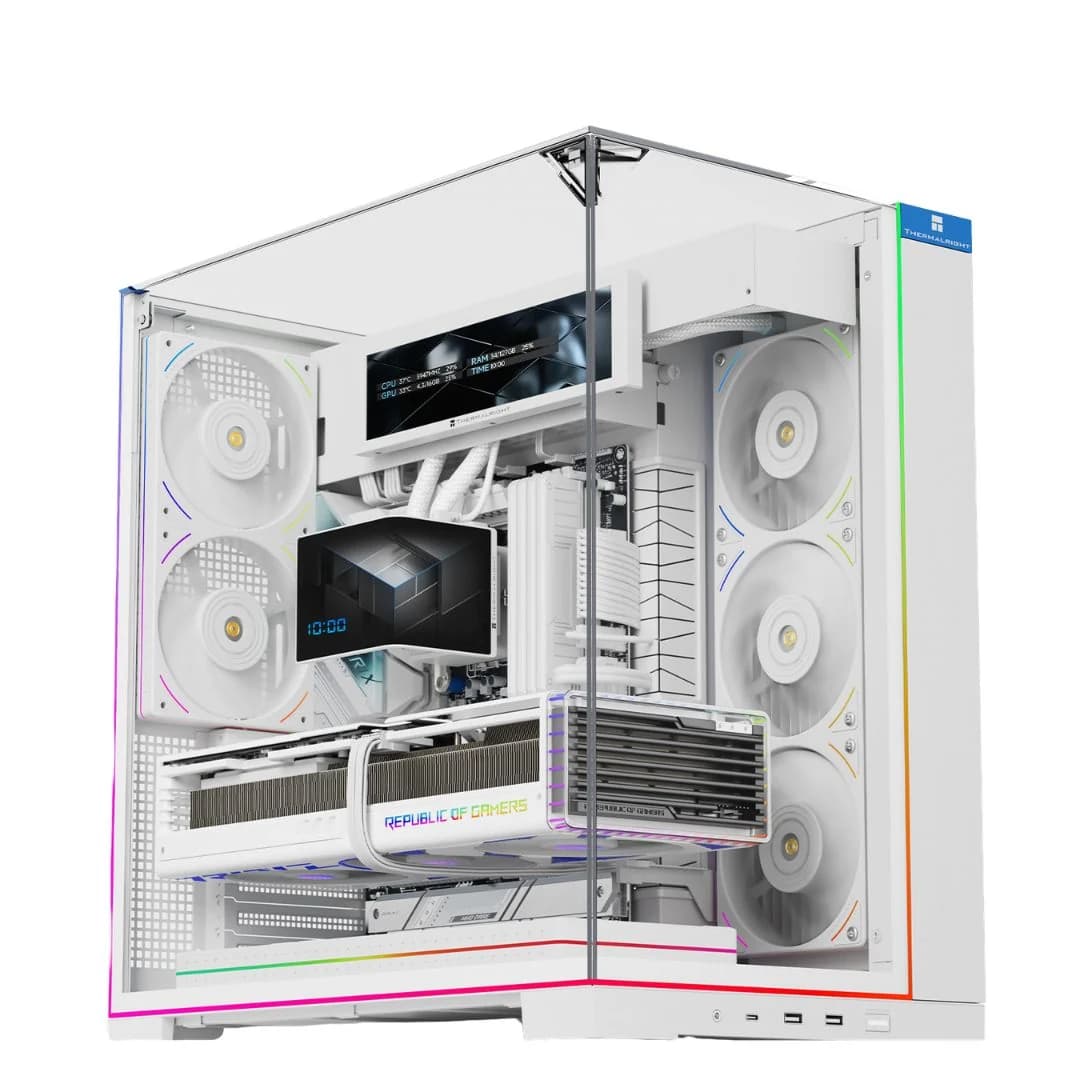 Thermalright TR-A70 VISION 5-Fan with LCD ATX Computer Case - White
