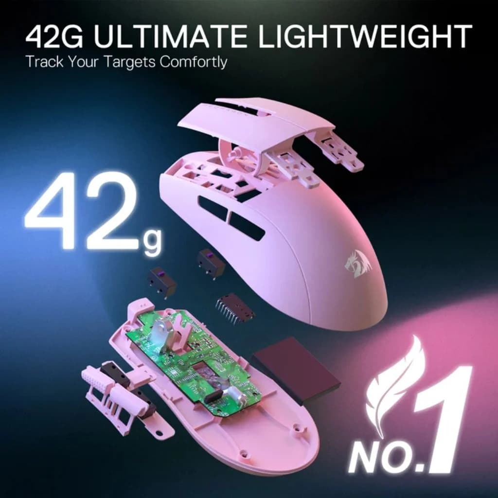 Redragon M724 K1NG Wireless Gaming Mouse - Pink — thumbnail 3 of 4