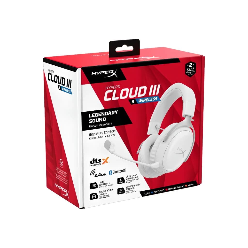 HyperX Cloud III S Wireless Gaming Headset - White
