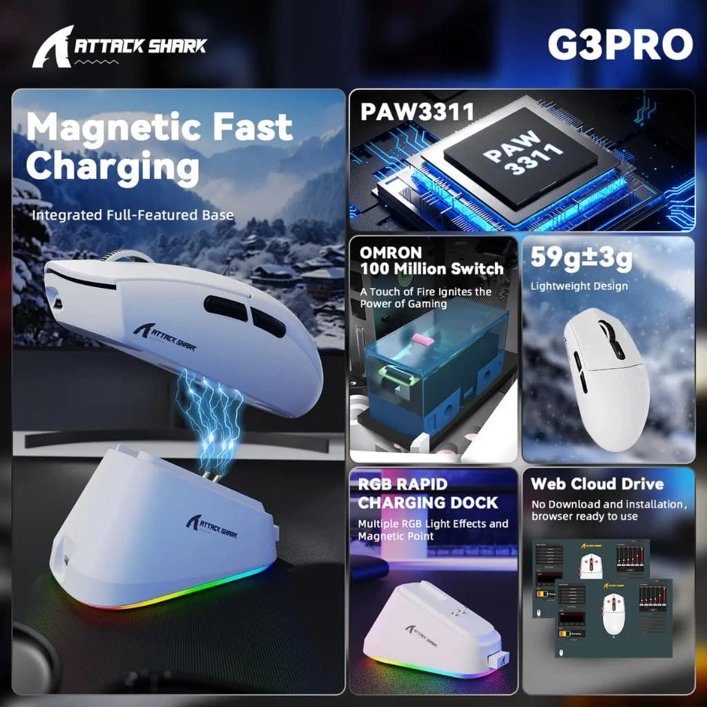 Attack Shark G3 Pro Wireless - White — thumbnail 6 of 6