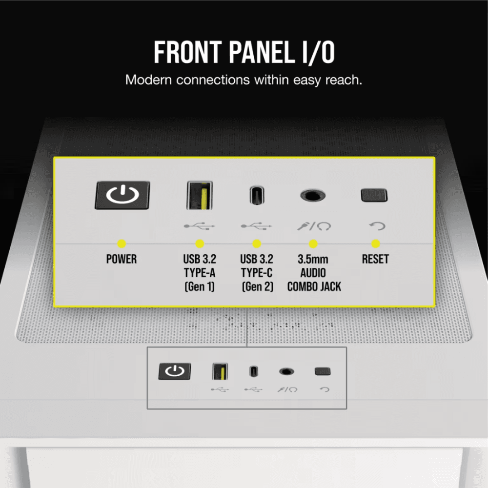CORSAIR ICUE 4000D RGB TOWER TEMPERED GLASS CASE WHITE — thumbnail 6 of 6