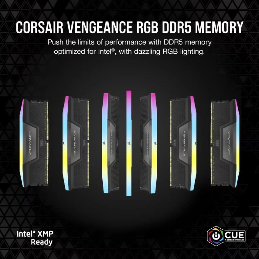 Corsair Vengeance RGB 64GB (2×32GB) DDR5 6000MHz CL38 Desktop Memory - Black — thumbnail 3 of 5