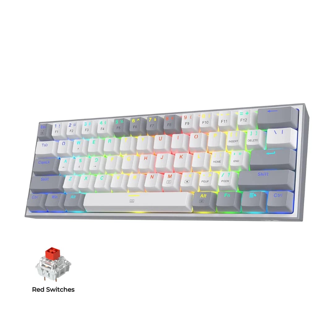 Redragon K617 Fizz 60% Mechanical Gaming Keyboard - Gray White