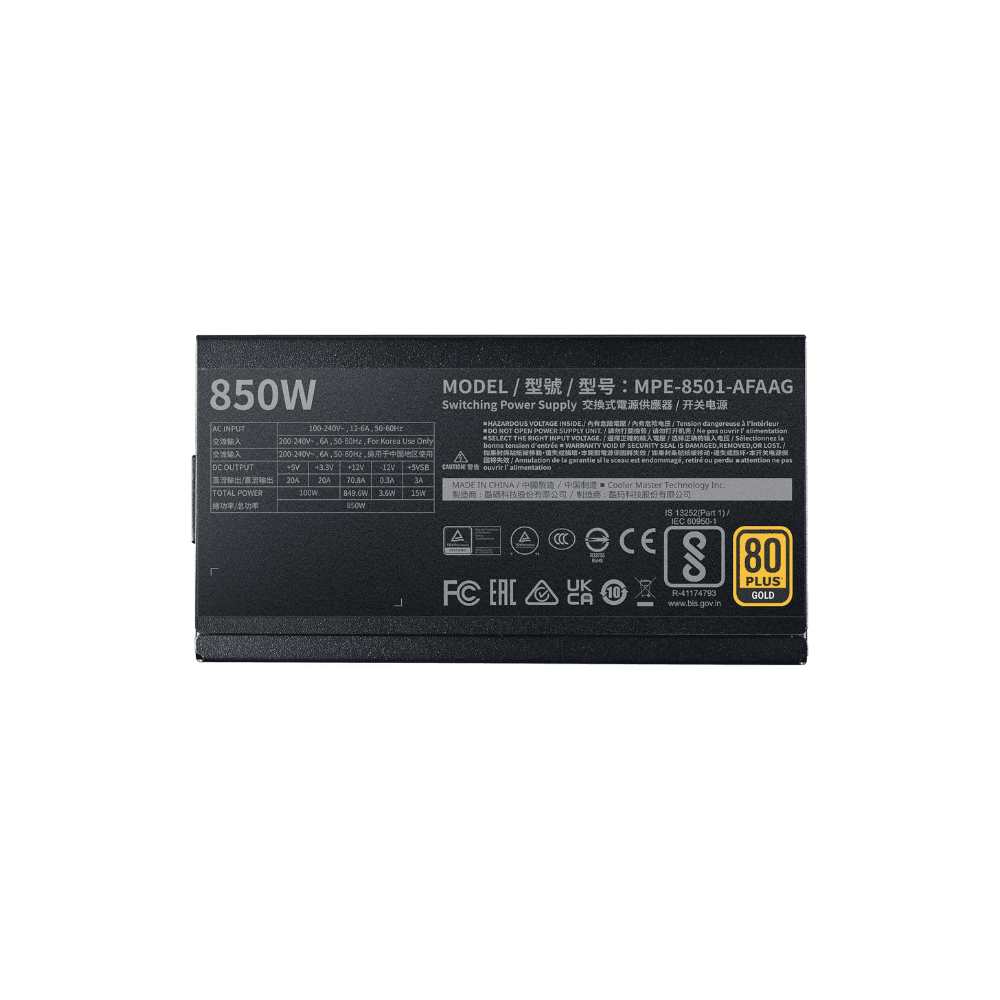 COOLERMASTER MWE 850W 80+PLUS GOLD V2 BLACK Power Supply — thumbnail 3 of 5