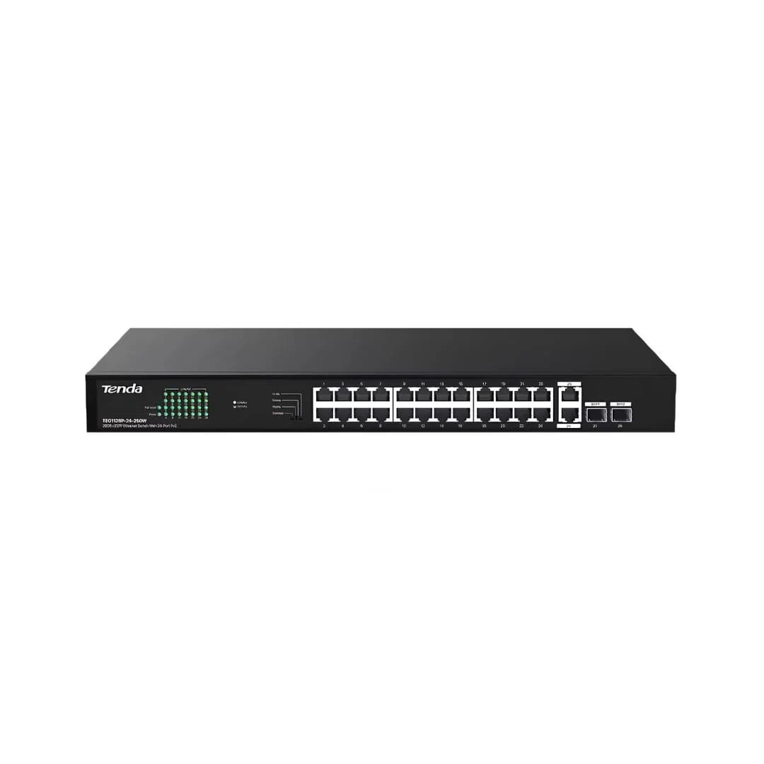 Tenda TEG1128P 26-Port Gigabit PoE + 2-Port SFP 250W - Ethernet Network Switch — thumbnail 2 of 3
