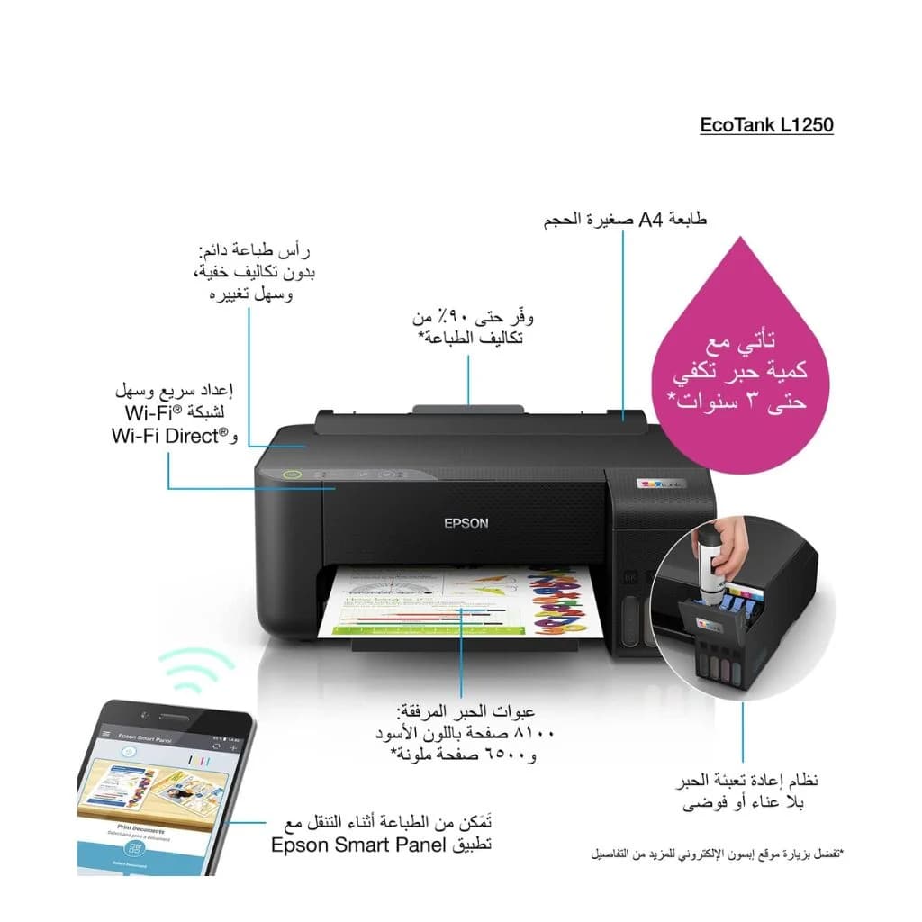 Epson EcoTank L1250 - A4 Wi-Fi Ink Tank Printer — thumbnail 2 of 5
