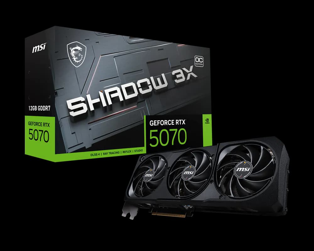 MSI GeForce RTX 5070 12G SHADOW 3X OC Graphics Card | 12GB GDDR7, Triple Fan Cooling, PCIe Gen 5, Ray Tracing, DLSS, HDMI 2.1 & DisplayPort 2.1
