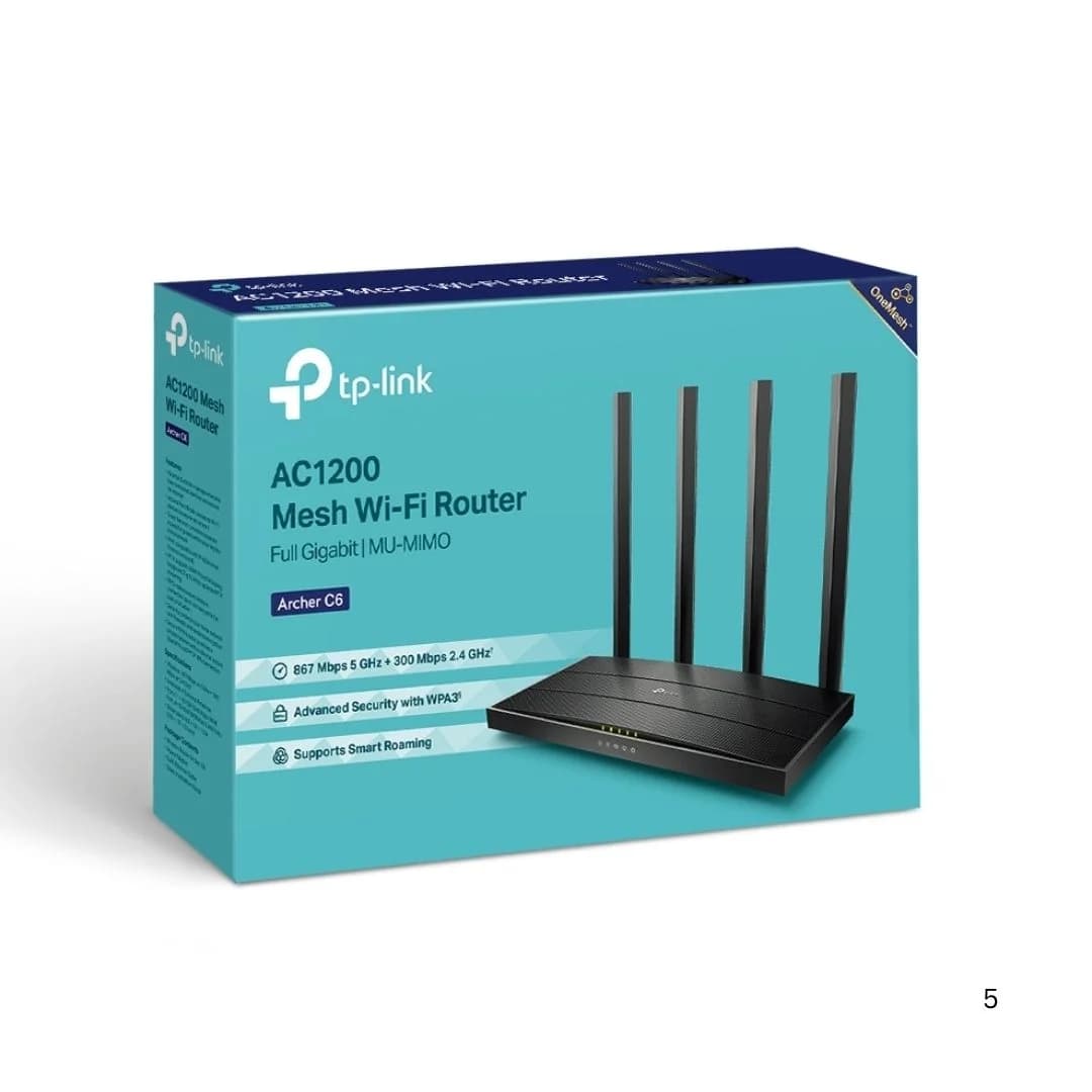 TP Link Archer C6 AC1200 Wi-Fi 5 Wireless MU-MIMO Gigabit Router — thumbnail 4 of 4
