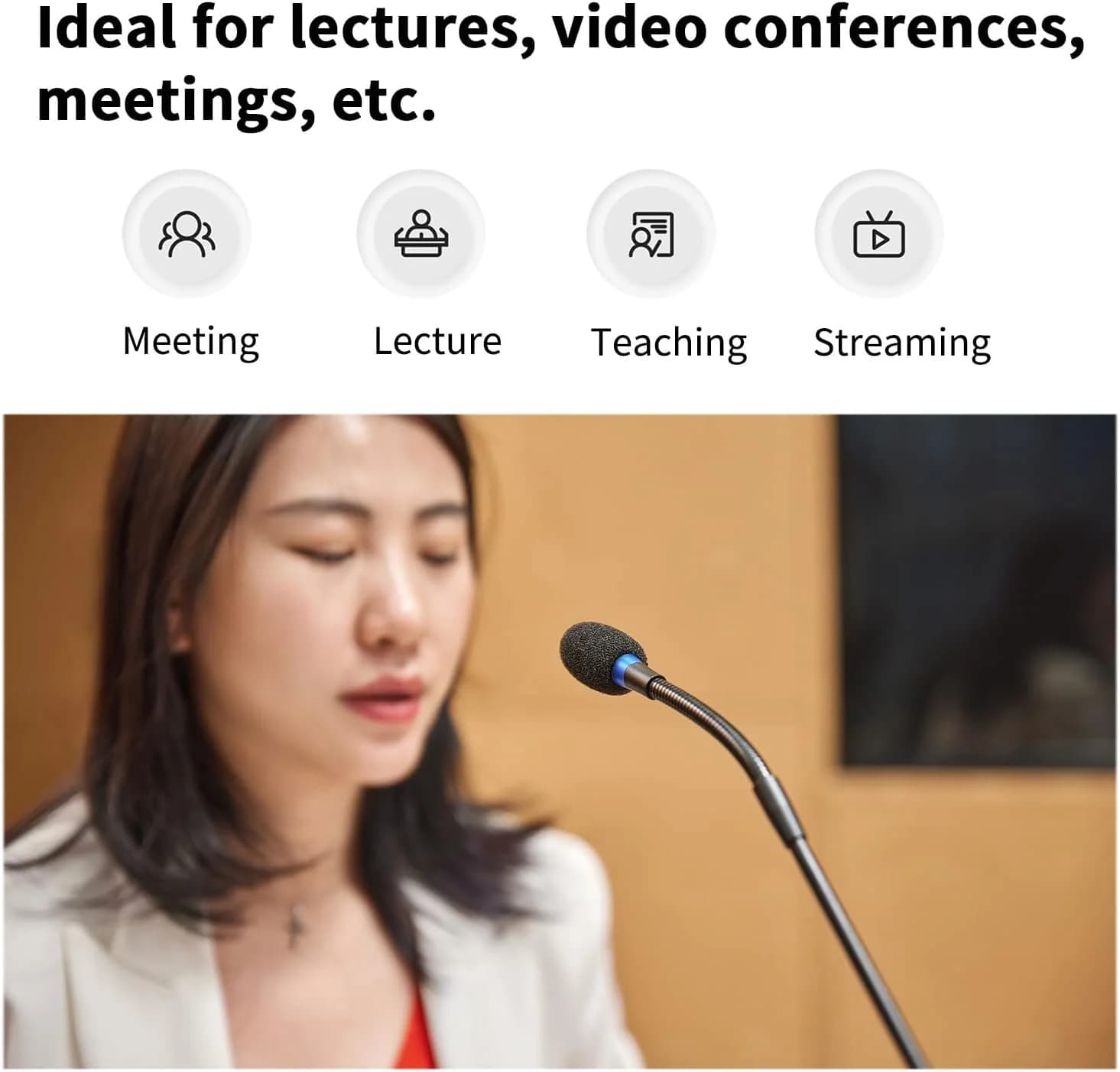 BOYA BY-GM18C 18" Desktop Gooseneck Condenser Microphone – Podium Mic with Mute Button, LED Indicator, XLR Connection, for Meetings, Video Conferences, Streaming & Lectures — thumbnail 8 of 8