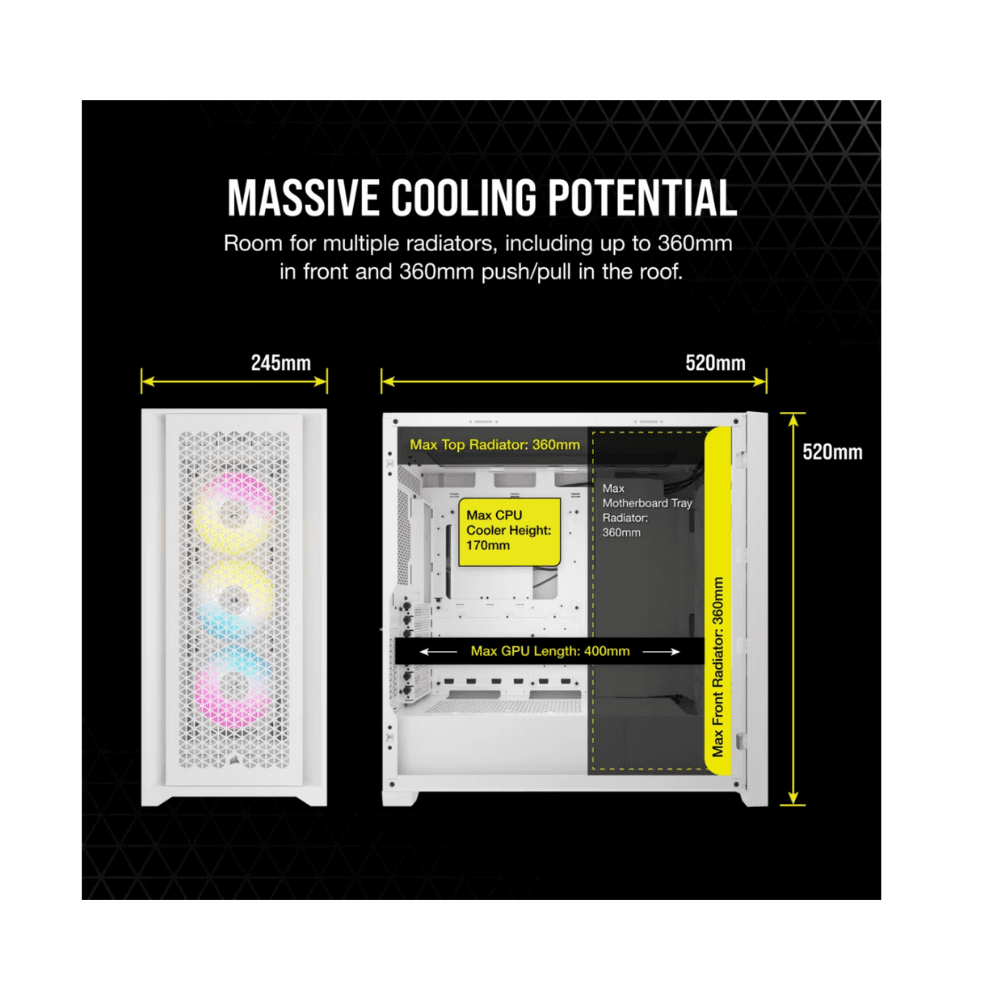 CORSAIR 5000D ICUE AIRFLOW FAN RGB MT CASE WHITE — thumbnail 5 of 5