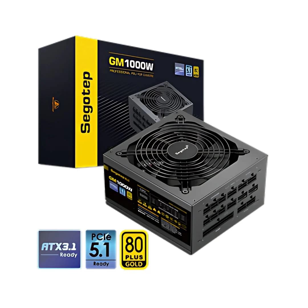 Segotep GM1000W 1000W Gold 80+ Full Modular 80+, PCIe 5.1 & ATX 3.1 - Black — thumbnail 1 of 6