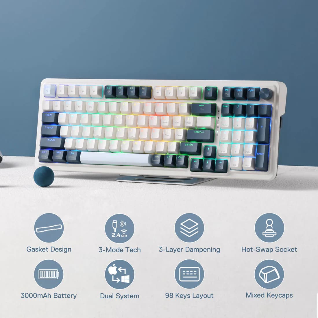 Redragon k686WB-RGB-PRO 98+1 gasket wireless mechanical keyboard — thumbnail 5 of 6