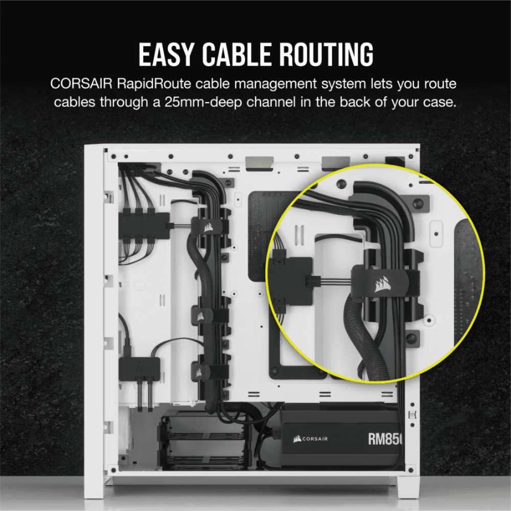 CORSAIR ICUE 4000D RGB TOWER TEMPERED GLASS CASE WHITE — thumbnail 4 of 6
