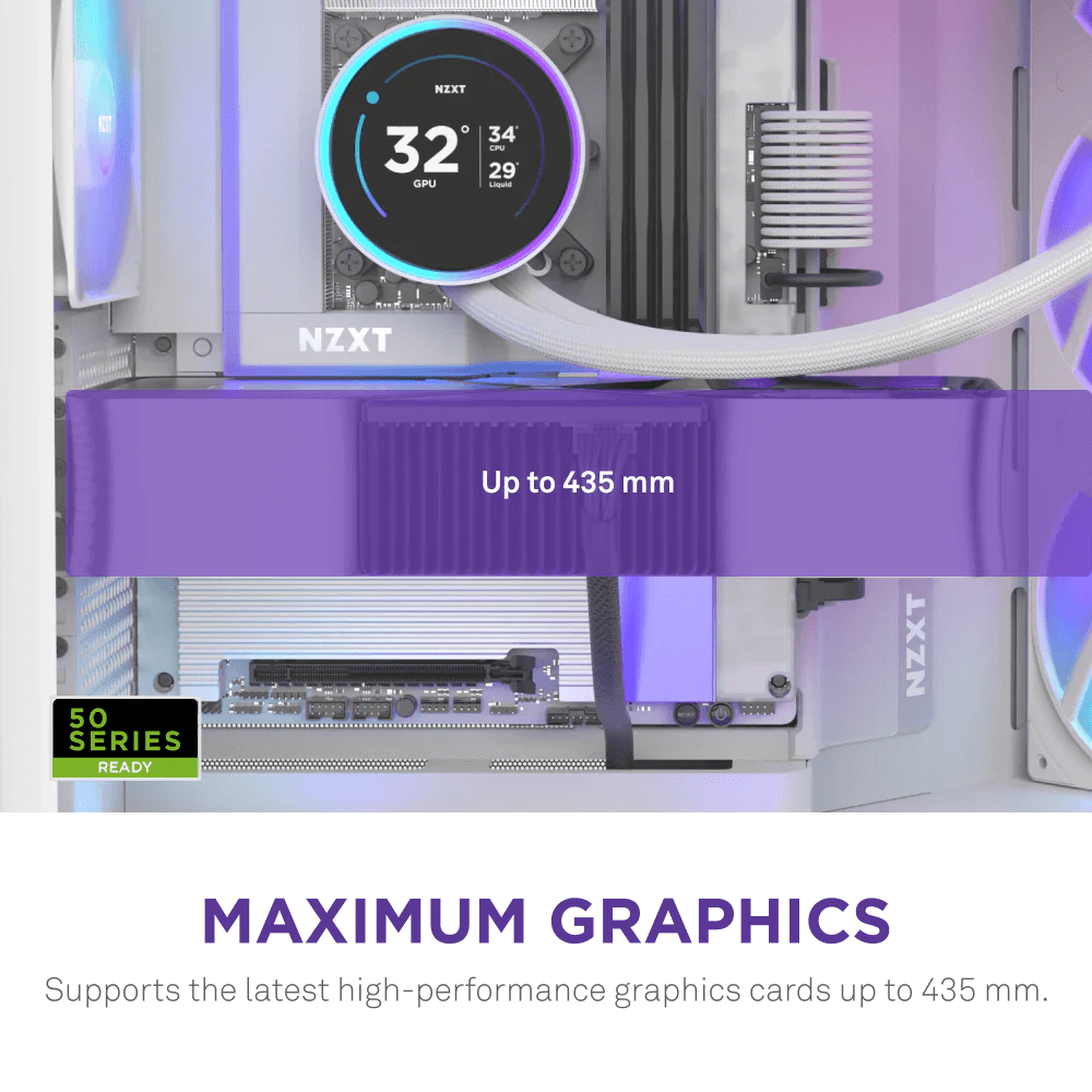 NZXT H9 FLOW RGB+ DUAL-CHAMBER MID TOWER Airflow With CONTROL HUB White CASE — thumbnail 5 of 9